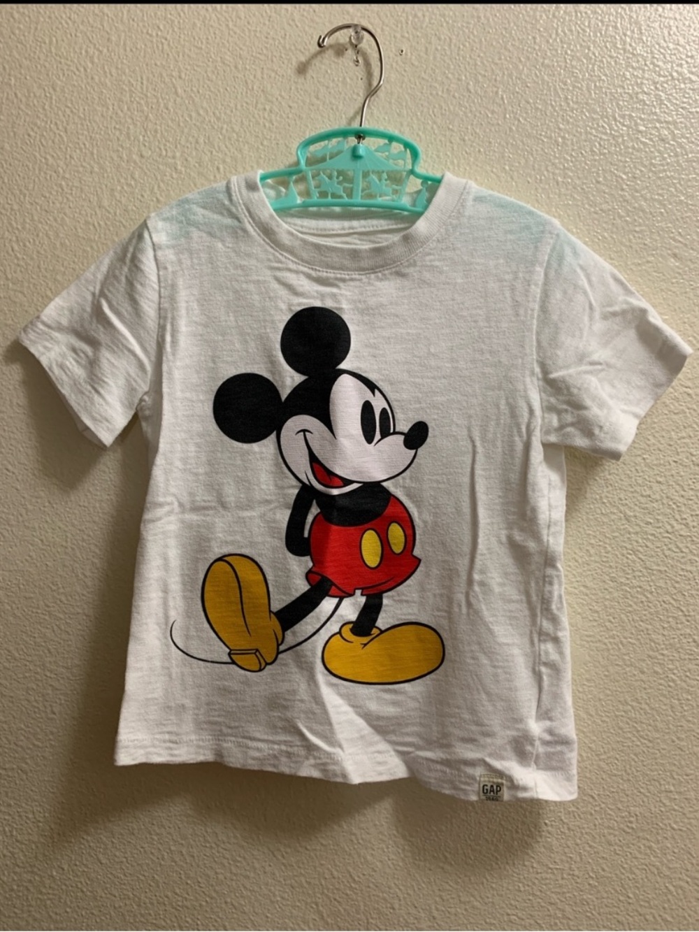 Baby Gap Disney Mickey Mouse Short Sleeve Cotton T-Shirt Heathered White 4 Years